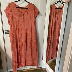 Flax Linen Maxi Dress - Plaid LG